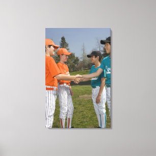 Opponents shaking hands canvas print