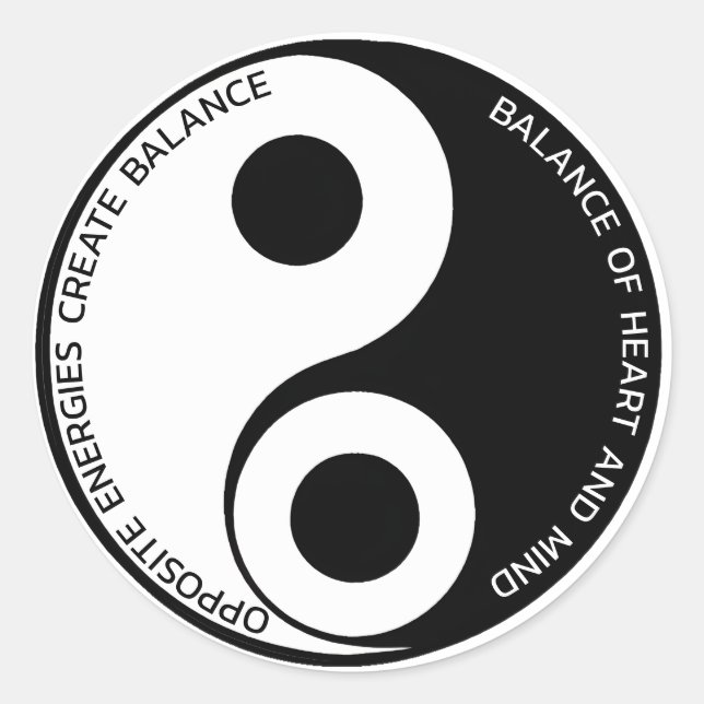 Opposite Energies, Create Balance Yin Yang Classic Round Sticker (Front)