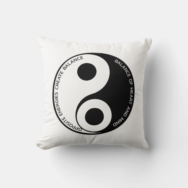 Opposite Energies, Create Balance Yin Yang Throw Pillow (Front)