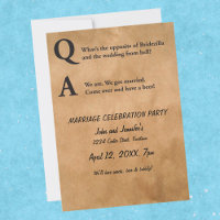 Opposite of Bridezilla Marriage Party Invitation