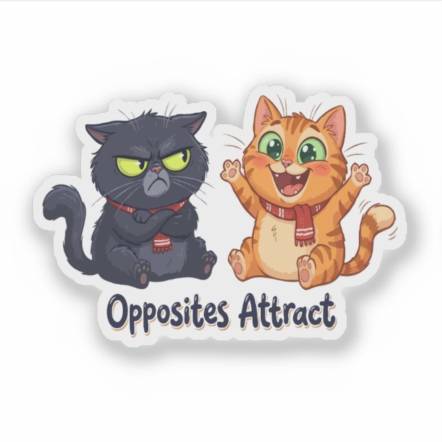 Opposites Attract Cute Cats Design (Front)