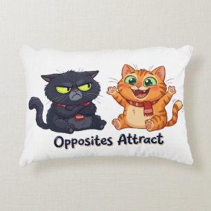 Opposites Attract Cute Cats Design Accent Pillow
