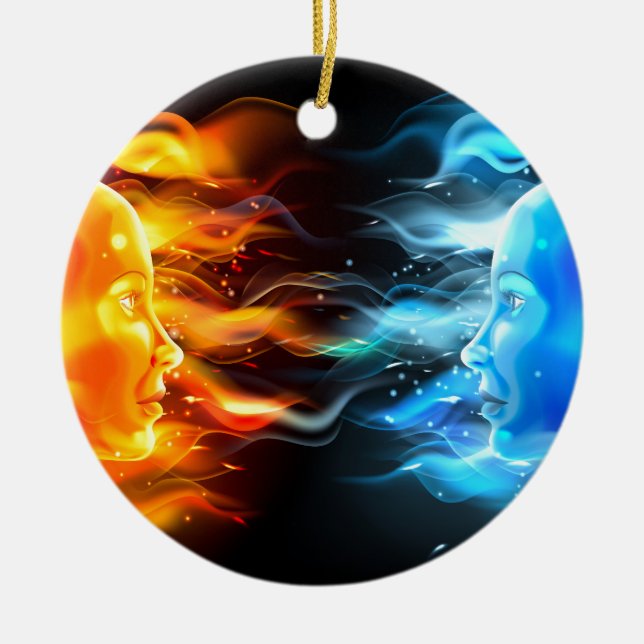 Opposites Faces Concept Ceramic Ornament (Front)