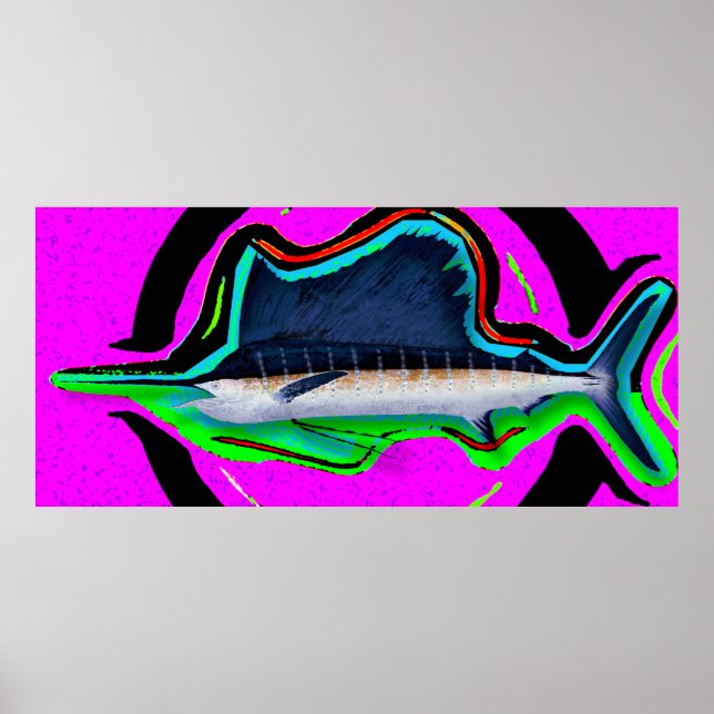 Opt-Art Pacific Sailfish Poster (Front)