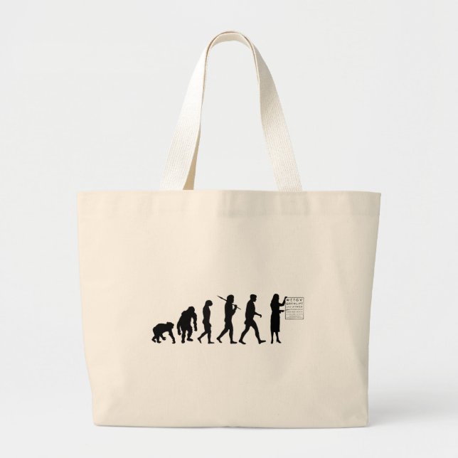 Optemetrist Optical Eye Doctor Evolution Eye Chart Large Tote Bag (Front)