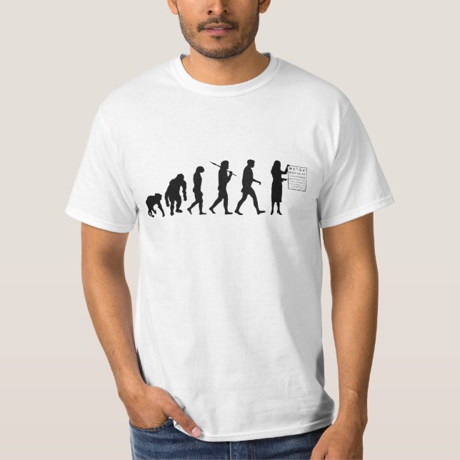 Optemetrist Optical Eye Doctor Evolution Eye Chart T-Shirt (Front)
