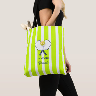 Optic Yellow and Neon Green Pickleball Tote Bag