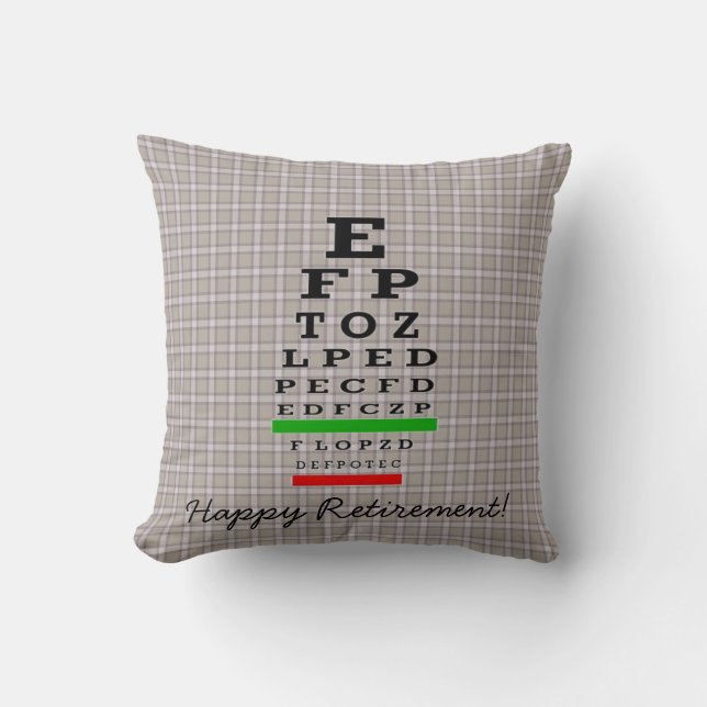 Optical Chart Retirement Brown Throw Pillow (Front)