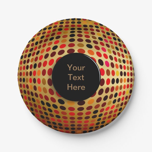 Optical Dotty Illusion Custom Text Paper Plate (Front)