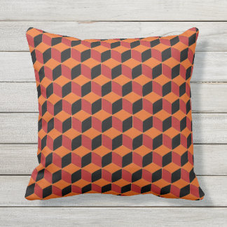 Optical Illusion 3D Hexagons Outdoor Pillow