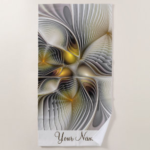 Optical Illusion Abstract 3D Fractal Depth Name Beach Towel