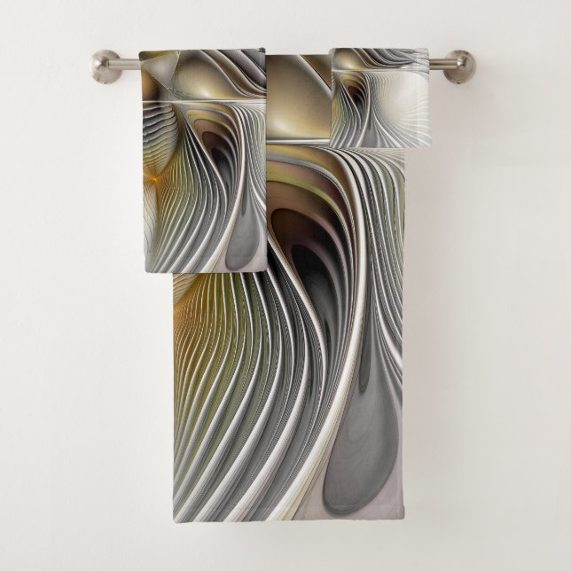 Optical Illusion Abstract 3D Fractal With Depth Bath Towel Set (Insitu)