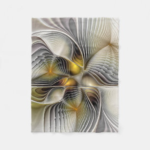 Optical Illusion Abstract 3D Fractal With Depth Fleece Blanket
