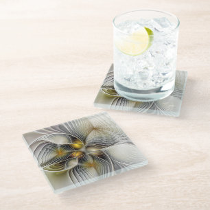 Optical Illusion Abstract 3D Fractal With Depth Glass Coaster