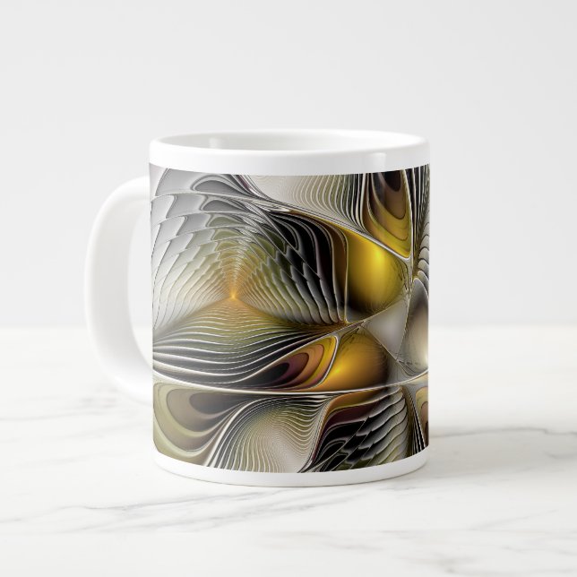 Optical Illusion Abstract 3D Fractal With Depth Large Coffee Mug (Front Left)