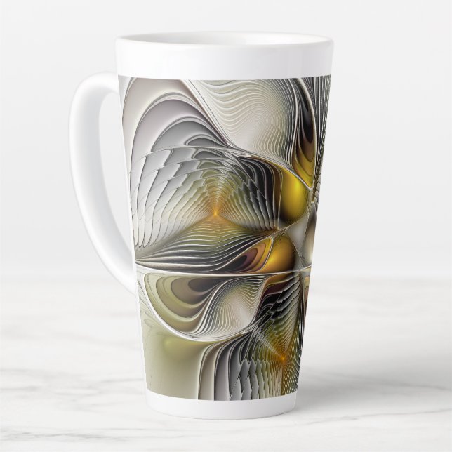 Optical Illusion Abstract 3D Fractal With Depth Latte Mug (Left Angle)