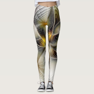 Optical Illusion Abstract 3D Fractal With Depth Leggings
