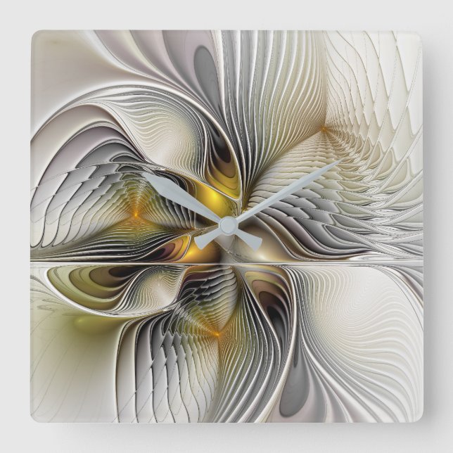 Optical Illusion Abstract 3D Fractal With Depth Square Wall Clock (Front)