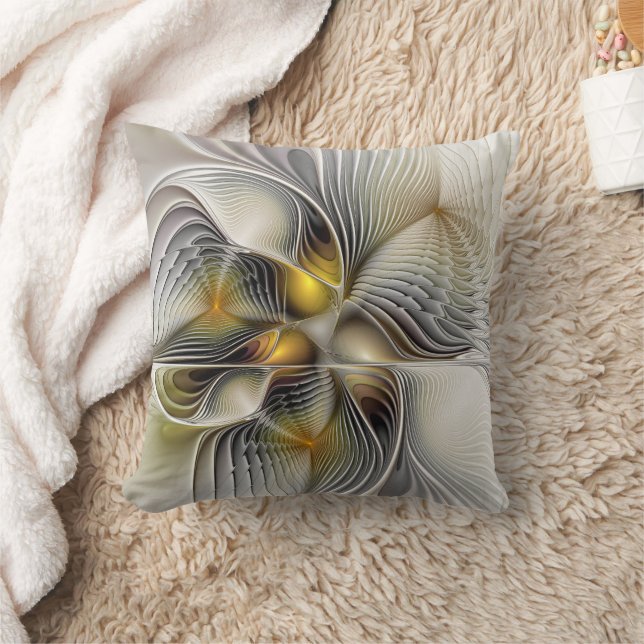 Optical Illusion Abstract 3D Fractal With Depth Throw Pillow (Blanket)