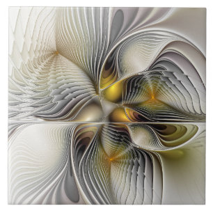 Optical Illusion Abstract 3D Fractal With Depth Tile