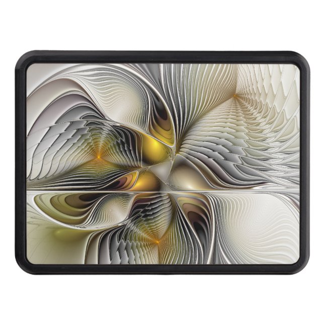 Optical Illusion Abstract 3D Fractal With Depth Trailer Hitch Cover (Front)
