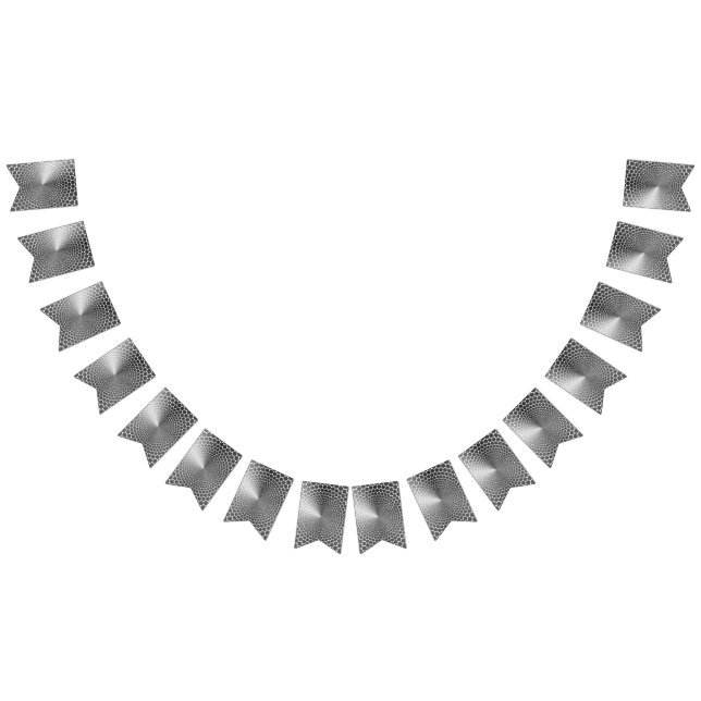 Optical Illusion Angle Gradient NOIR Silver/White Bunting Flags (All)