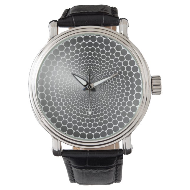 Optical Illusion Angle Gradient NOIR Silver/White Watch (Front)