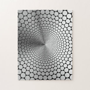 Optical Illusion Angle Gradient Silver/Black NOIR Jigsaw Puzzle