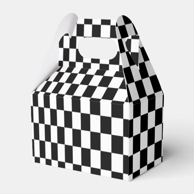 Optical Illusion Black and White Checkers Favor Box (Back Side)