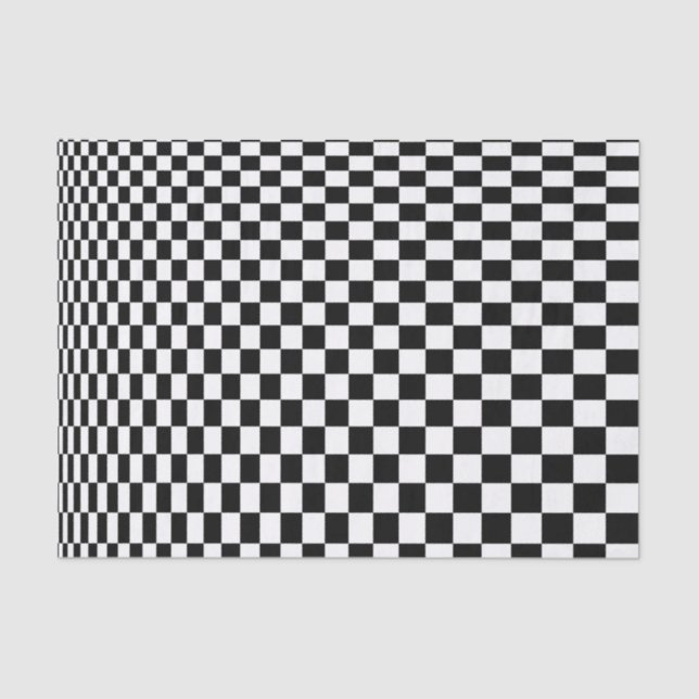 Optical Illusion Black and White Checkers Tissue Paper (Front)