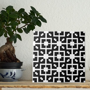 Optical Illusion Black And White Geometric Pattern Tile