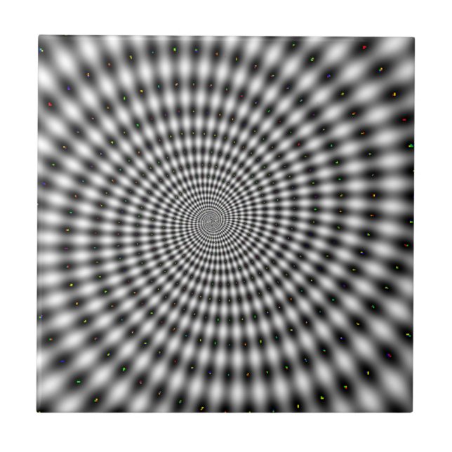 Optical Illusion Black and White Swirl Tile (Front)