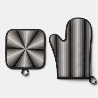 Optical Illusion Black Oven Mitt & Pot Holder Set