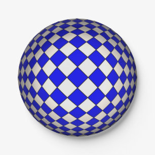 Optical Illusion Blue & White Sphere Paper Plates