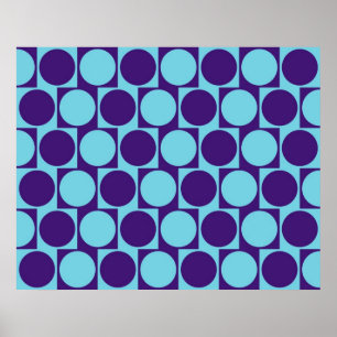 Optical Illusion Cafe Wall Effect Circles Blue Poster