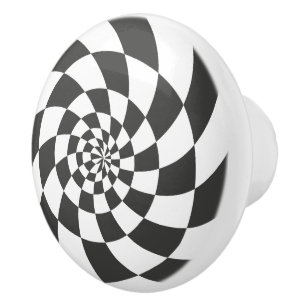 Optical Illusion Checkered Radial Motion Ceramic Knob