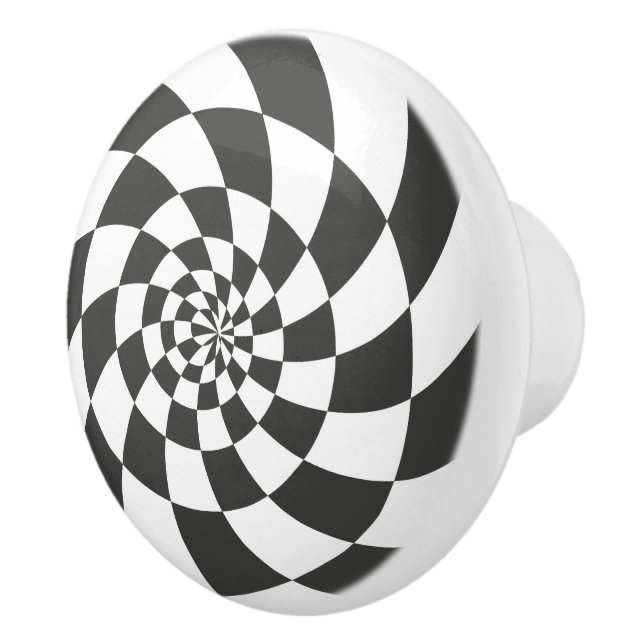 Optical Illusion Checkered Radial Motion Ceramic Knob (Right)