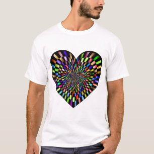 Optical Illusion Chequerboard Heart Prismatic T-Shirt