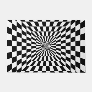 optical illusion chessboard tunnel doormat