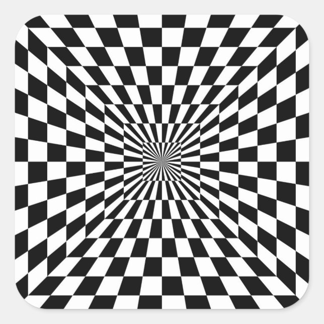 optical illusion chessboard tunnel square sticker (Front)