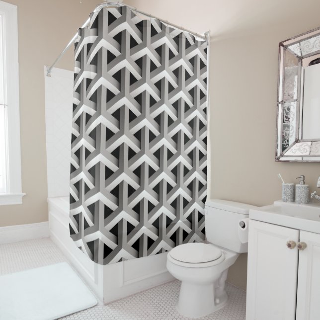 optical illusion chic black grey geometric pattern (In Situ)