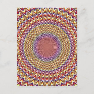 Optical Illusion Circle Hypnotic Rainbow Colourful Postcard