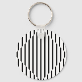 Optical Illusion Diamond Lines Black White Square Keychain
