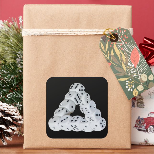 Optical illusion Dice Square Sticker (Holiday)