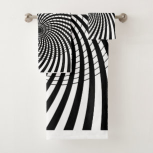 OPTICAL ILLUSION Geometric Art Hypnotic Designs Bath Towel Set