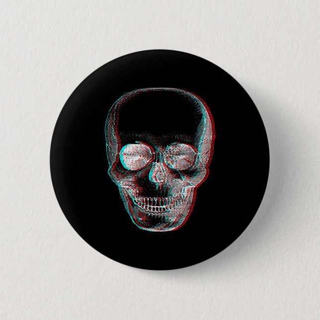 Optical Illusion Halloween Skeleton Skull  2 Inch Round Button (Front)