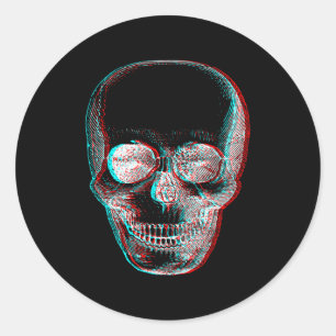 Optical Illusion Halloween Skeleton Skull  Classic Round Sticker