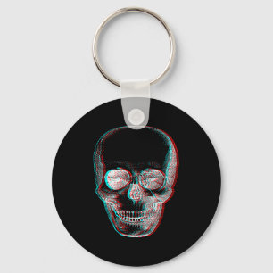 Optical Illusion Halloween Skeleton Skull  Keychain