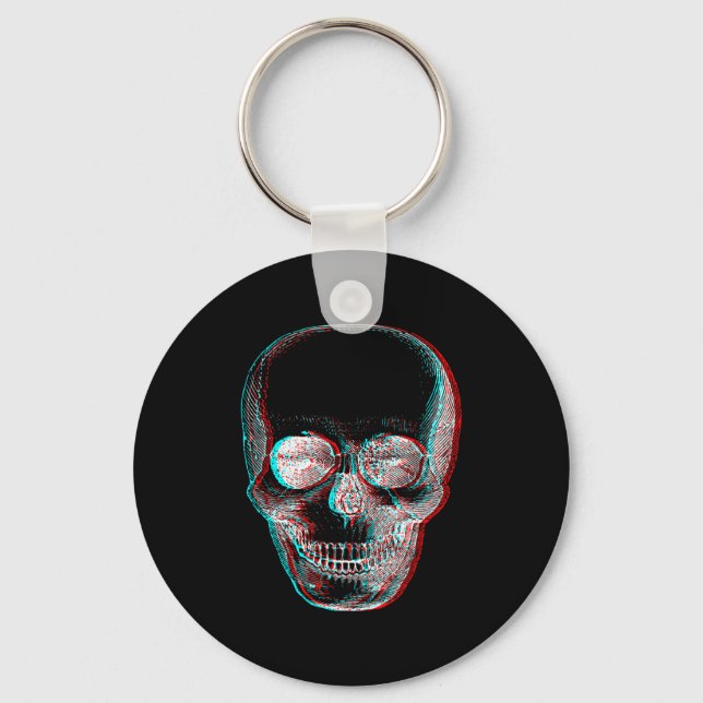 Optical Illusion Halloween Skeleton Skull  Keychain (Front)