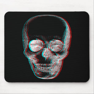Optical Illusion Halloween Skeleton Skull Mouse Pad